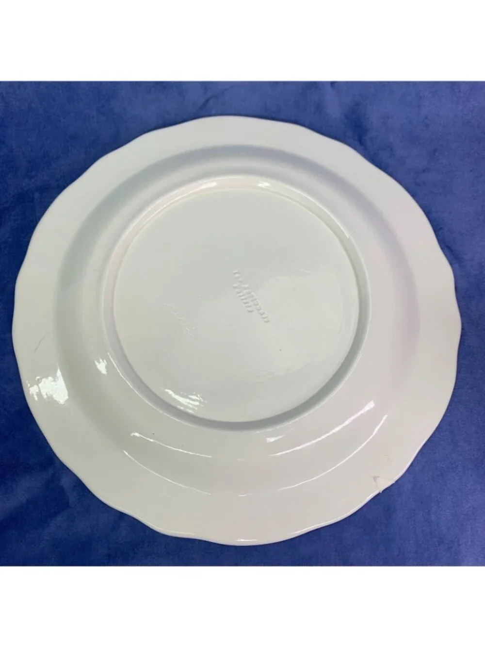 Too Fortunate Pottery FLORAL GRAPES Scalloped Rim Signed Dinner Plates Set of 2